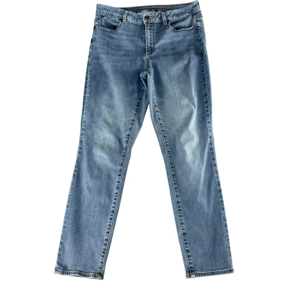 Talbots Curvy Ankle Jeans‎ Womens 12 Medium Wash Blue Stretch Denim Pants